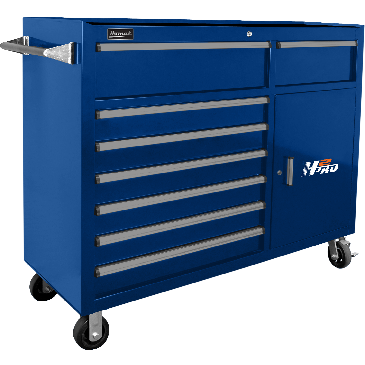 Homak BL04056082 56" H2Pro 8 Drawer w/ 2 Drawer Comp Roller - Blue