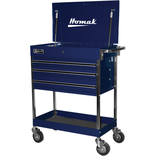 Homak BL05500200 34" Professional 3 Drawer Service Cart - Blue