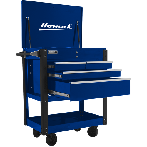 Homak BL06032000 35" Professional 4 Drawer Service Cart - BLUE