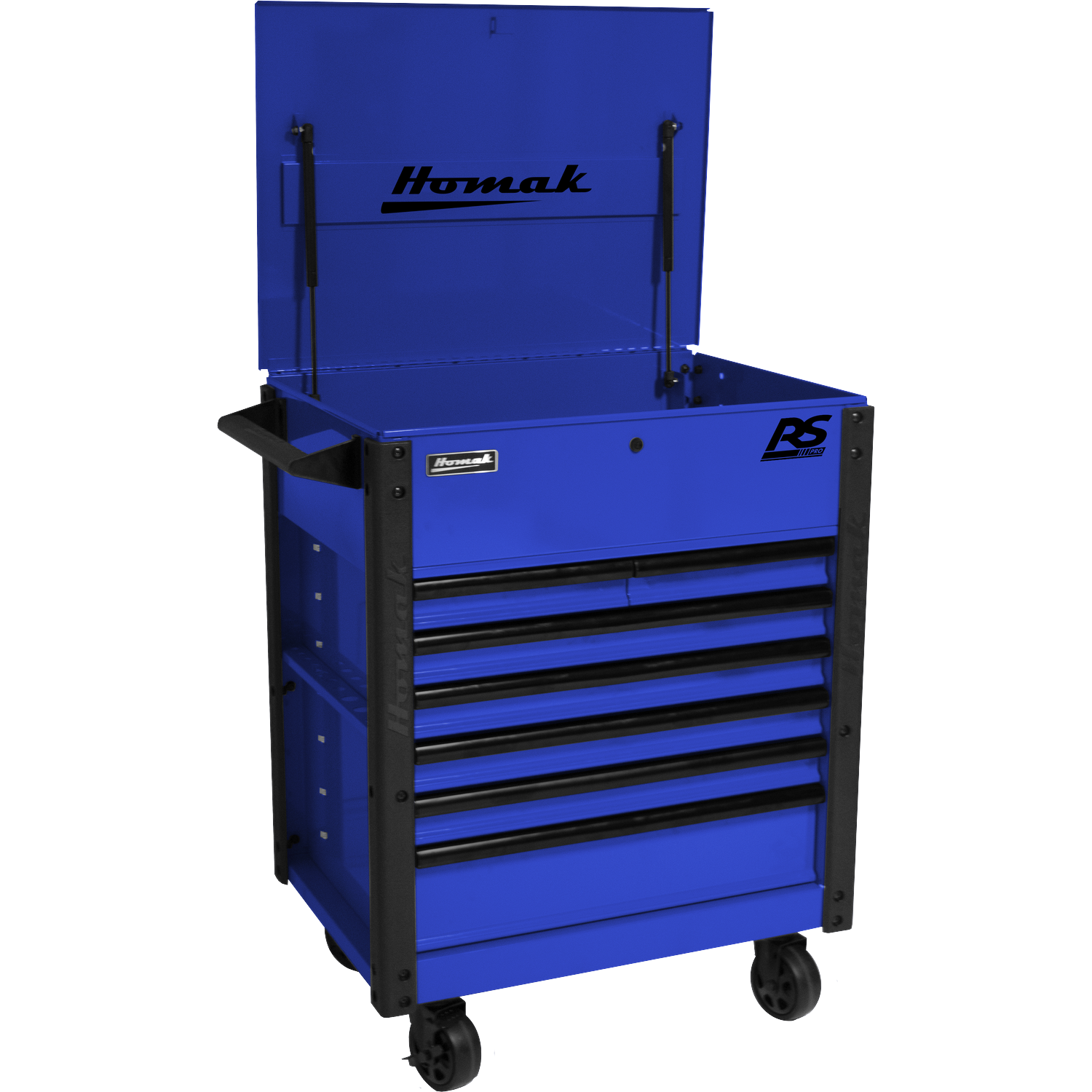 Homak BL06035247 35" 7 DRAWER FLIP-TOP SERVICE CART - BLUE