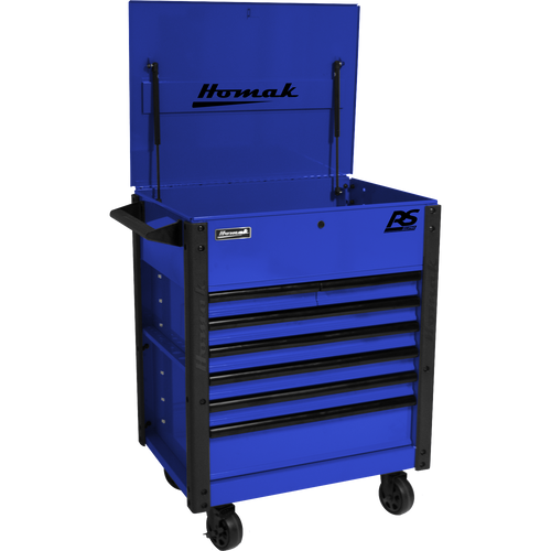 Homak BL06035247 35" 7 DRAWER FLIP-TOP SERVICE CART - BLUE