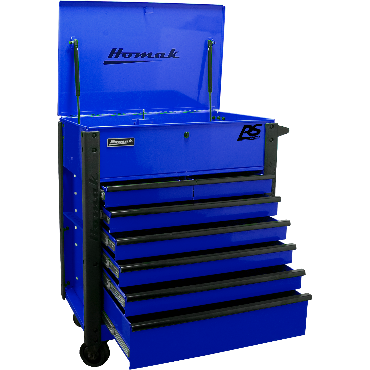 Homak BL06035247 35" 7 DRAWER FLIP-TOP SERVICE CART - BLUE