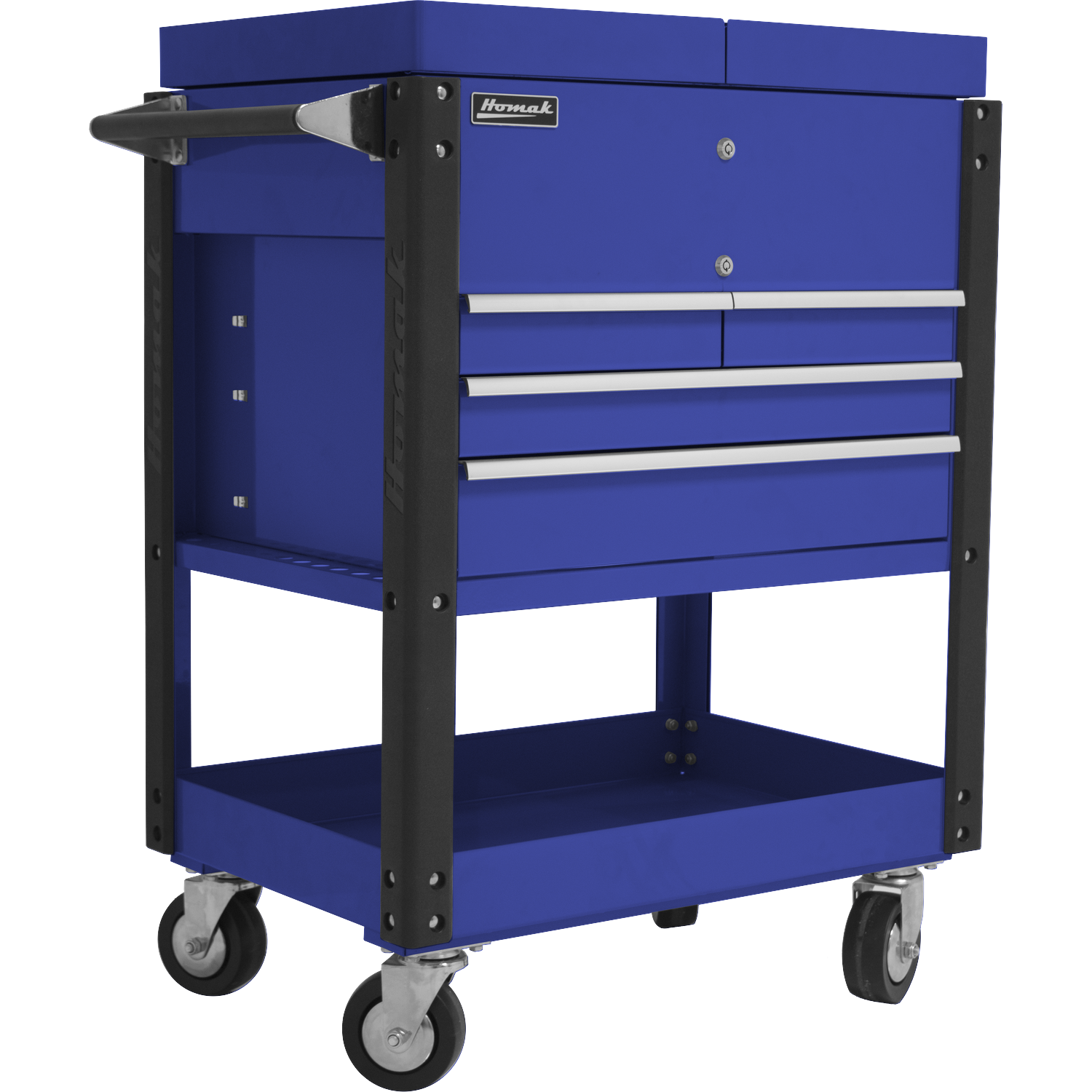 Homak BL06043500 35" 4 DRAWER SLIDE TOP CART - BLUE