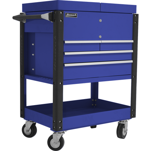 Homak BL06043500 35" 4 DRAWER SLIDE TOP CART - BLUE