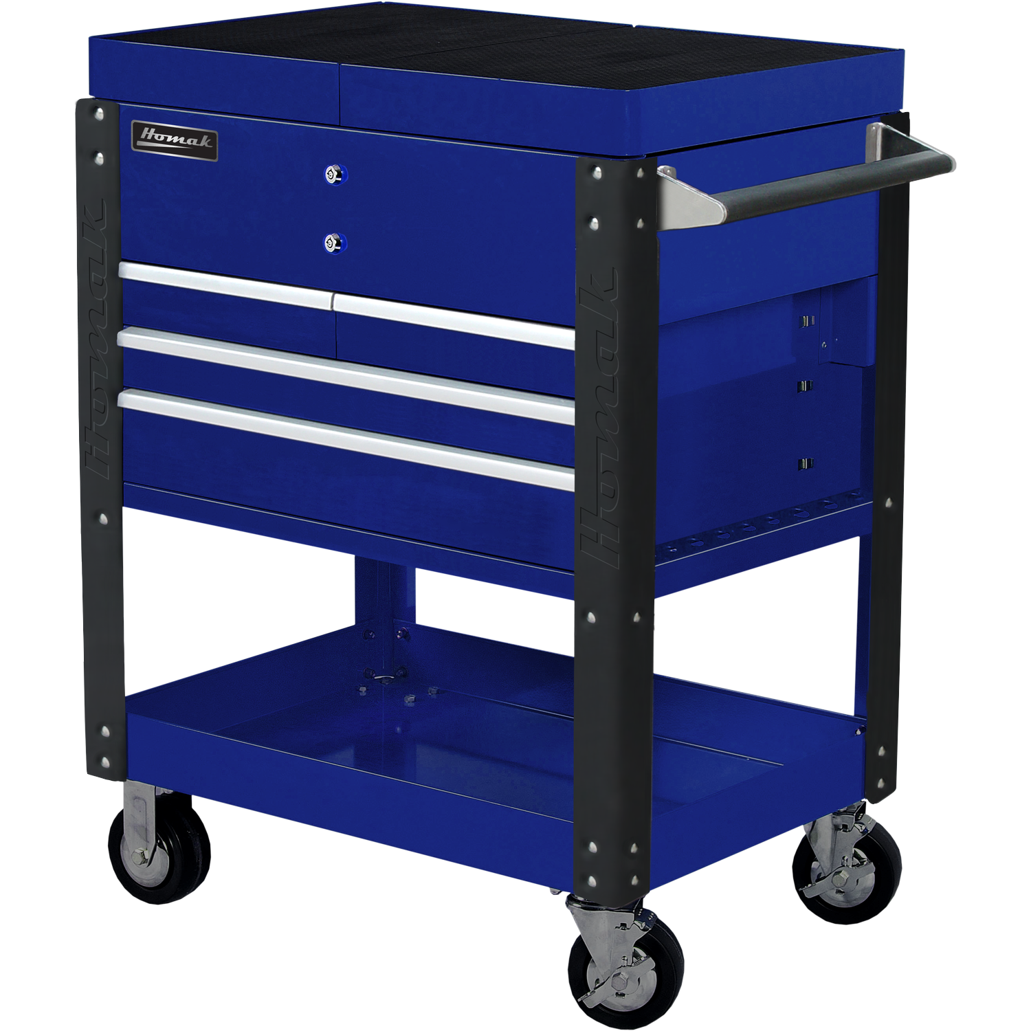 Homak BL06043500 35" 4 DRAWER SLIDE TOP CART - BLUE