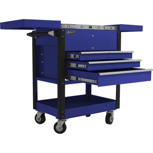 Homak BL06043500 35" 4 DRAWER SLIDE TOP CART - BLUE