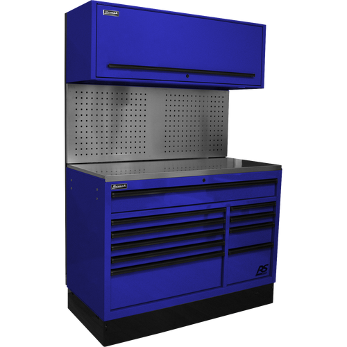 Homak BLCTS54002 54" CTS SET WITH TOOLBOARD BACK SPLASH (BLUE)
