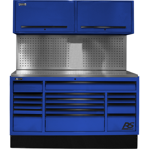 Homak BLCTS72002 72" CTS SET WITH TOOL BOARD BACK SPLASH - BLUE