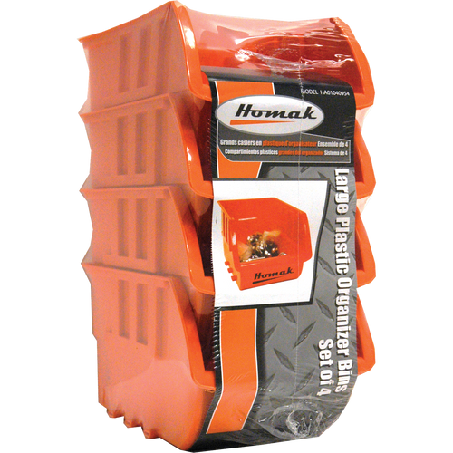 Homak HA01040954 Large Plastic Bins Set Of 4