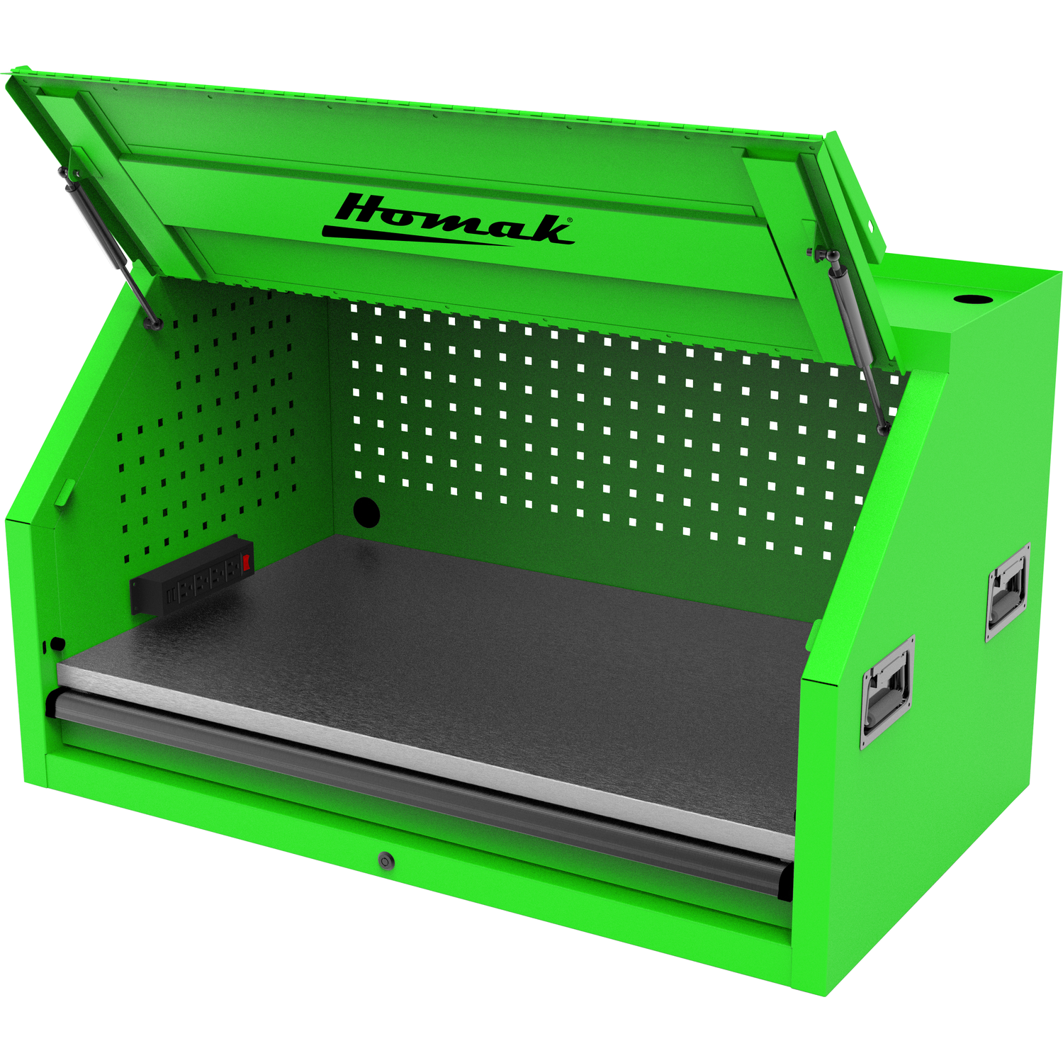Homak LG02041010 41" RS PRO SERIES 1-DRAWER HUTCH WITH POWER STRIP – GREEN