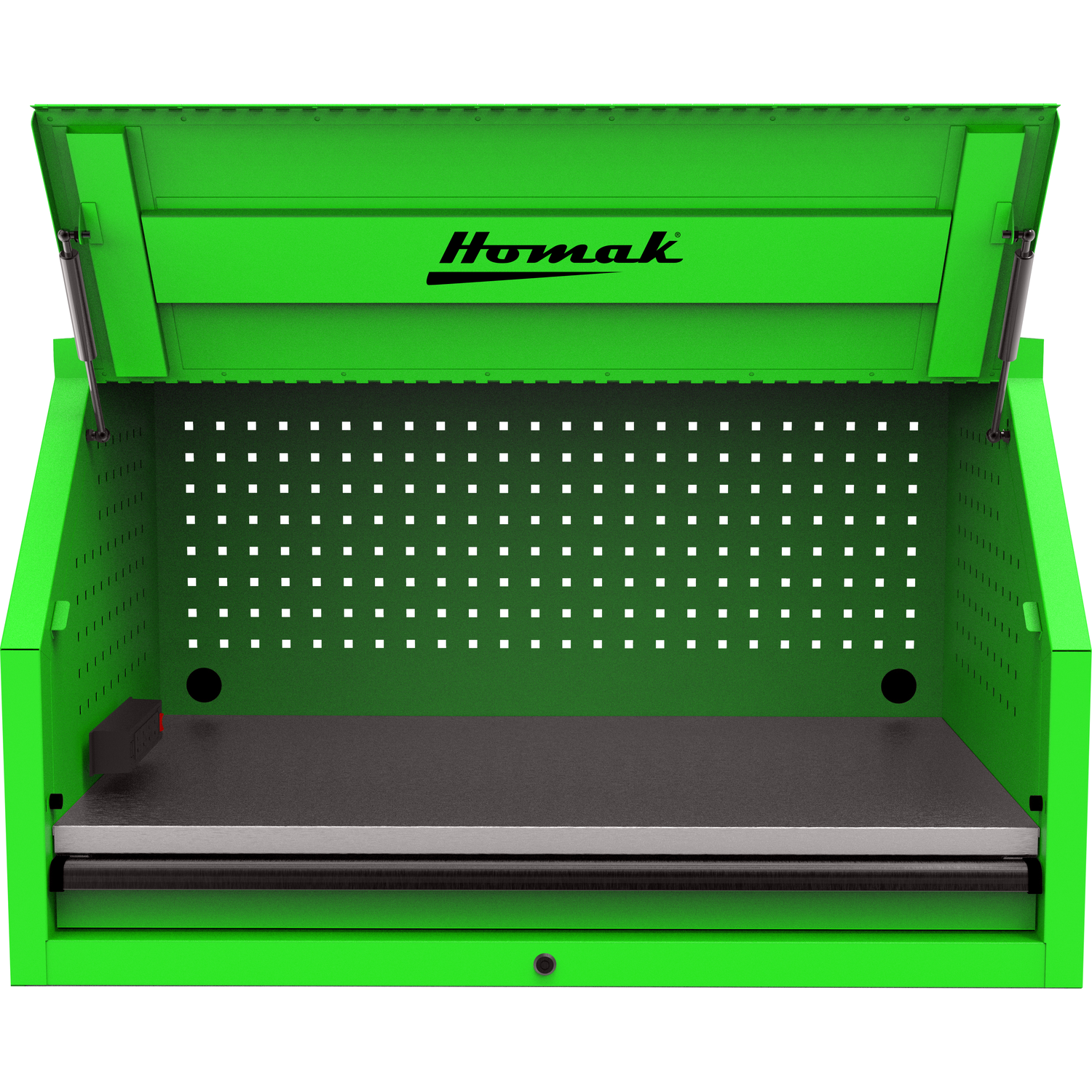 Homak LG02041010 41" RS PRO SERIES 1-DRAWER HUTCH WITH POWER STRIP – GREEN