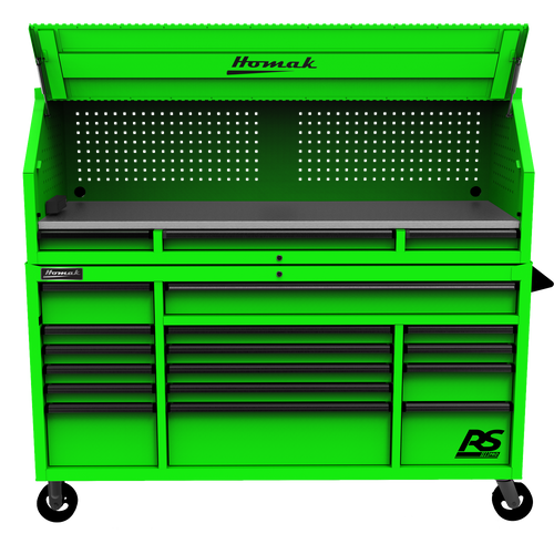 Homak LG02072010 72" RS PRO SERIES 1-DRAWER HUTCH WITH POWER STRIP – GREEN