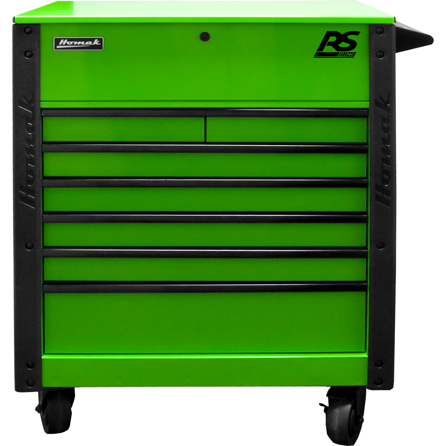 Homak LG06035247 35" 7 DRAWER FLIP-TOP SERVICE CART - GREEN