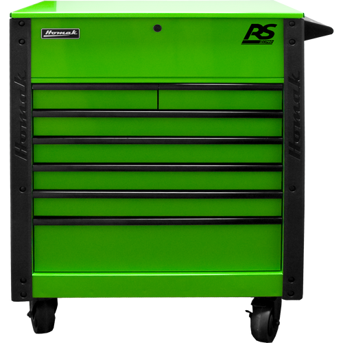 Homak LG06035247 35" 7 DRAWER FLIP-TOP SERVICE CART - GREEN