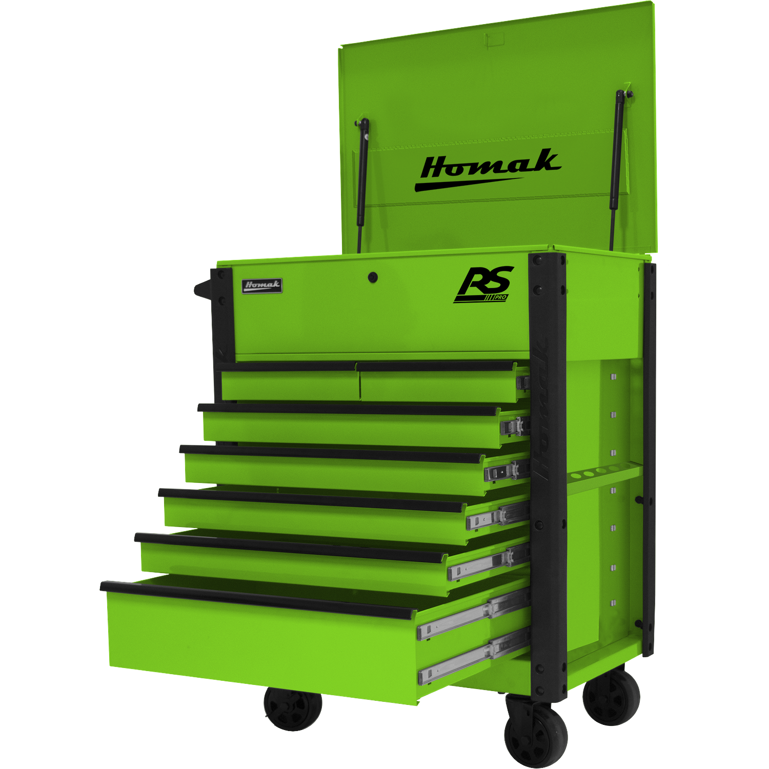 Homak LG06035247 35" 7 DRAWER FLIP-TOP SERVICE CART - GREEN