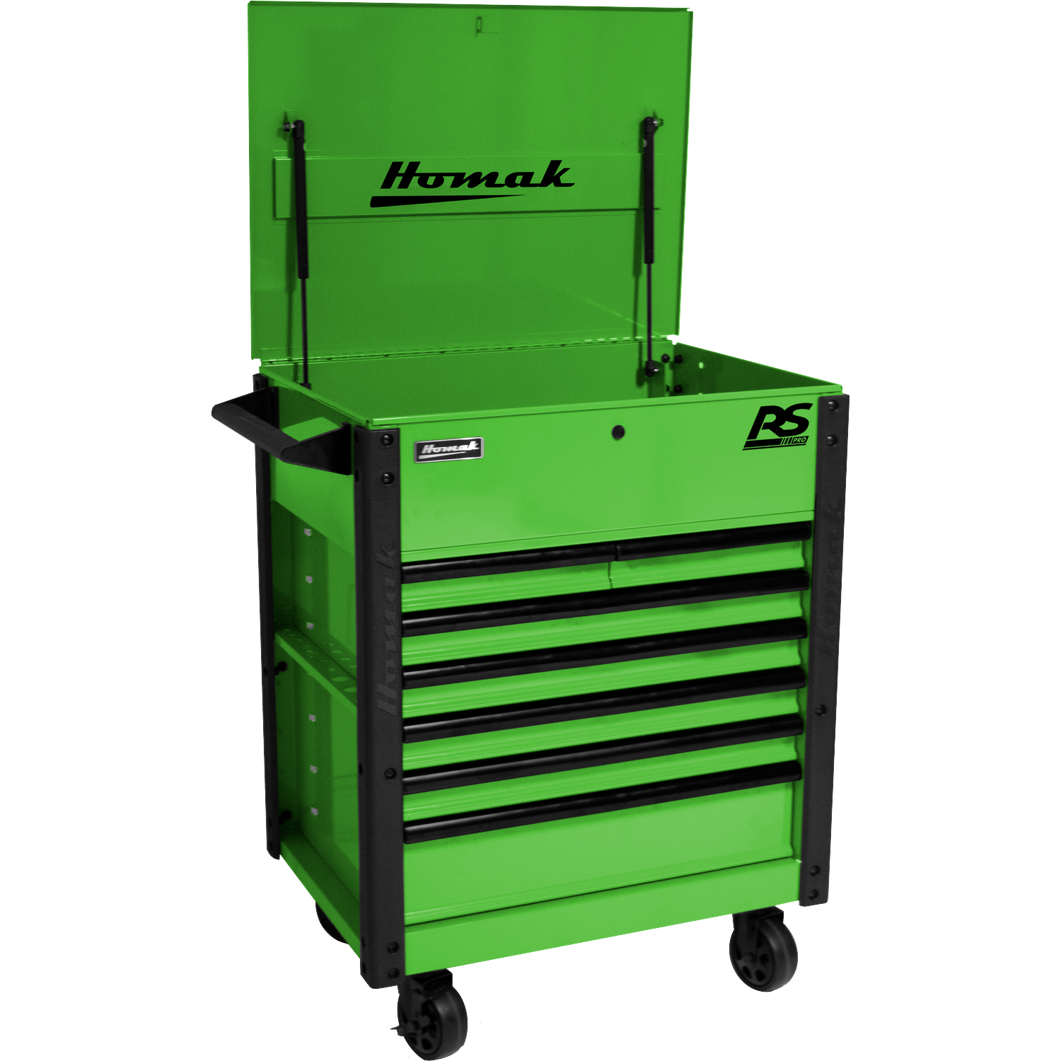 Homak LG06035247 35" 7 DRAWER FLIP-TOP SERVICE CART - GREEN