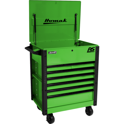 Homak LG06035247 35" 7 DRAWER FLIP-TOP SERVICE CART - GREEN