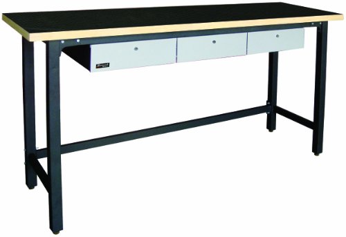 Homak Manufacturing GS00579030 79-Inch Workbench With 3 Drawers and Wood Top, Steel - MPR Tools & Equipment