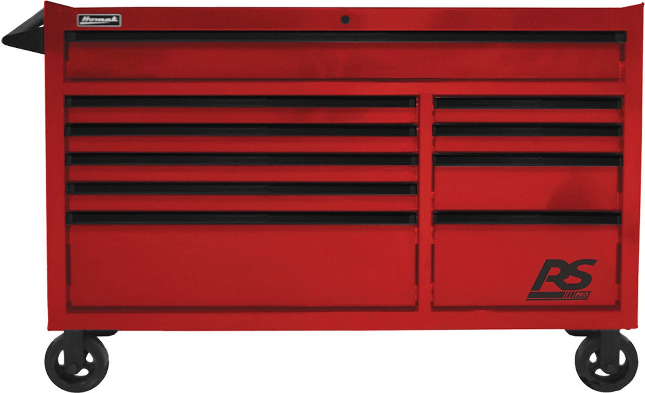 Homak Manufacturing RD04054010 54" RS Pro 10 Drawer Rolling Cabinet - Red - MPR Tools & Equipment