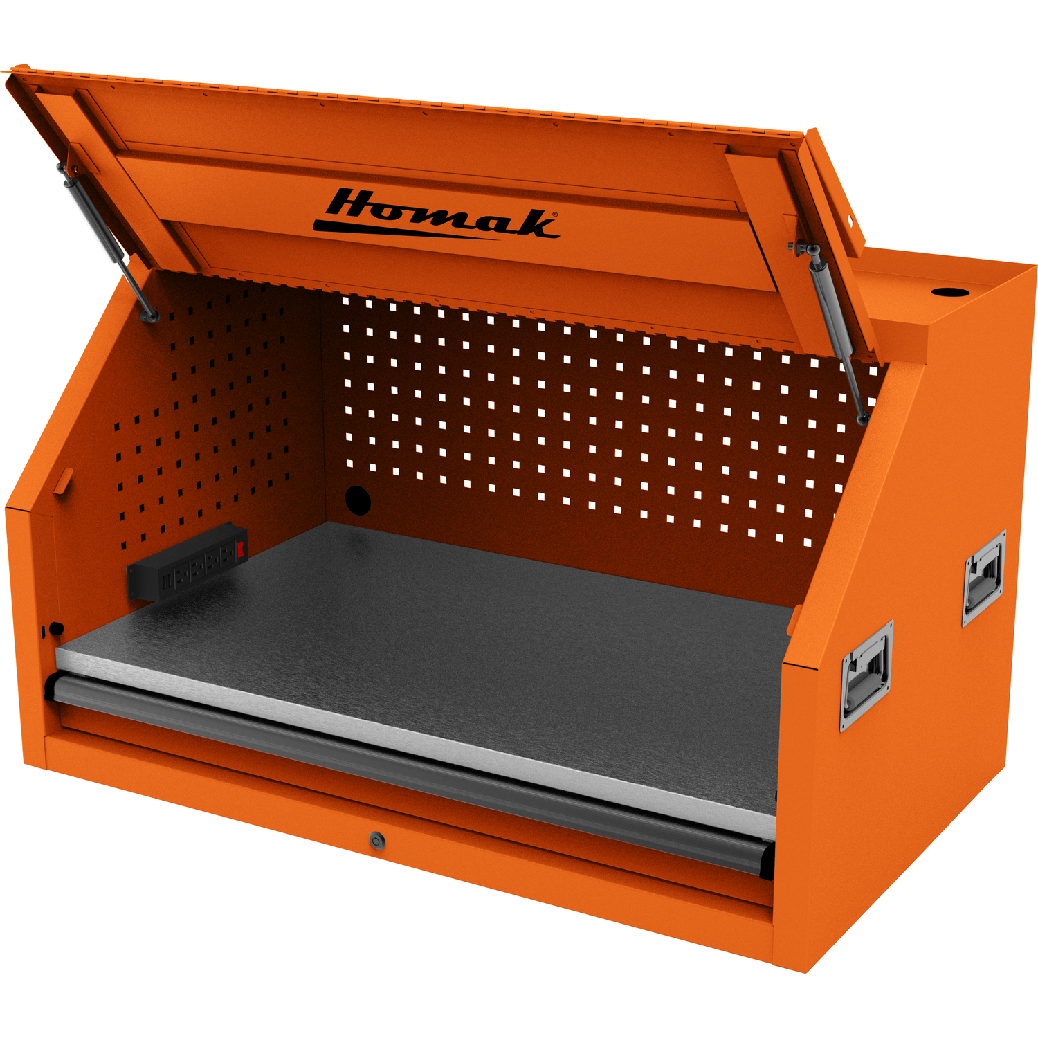 Homak OG02041010 41" RS PRO SERIES 1-DRAWER HUTCH WITH POWER STRIP – ORANGE