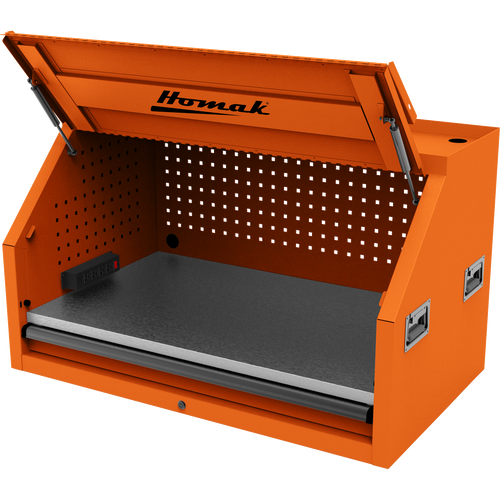 Homak OG02041010 41" RS PRO SERIES 1-DRAWER HUTCH WITH POWER STRIP – ORANGE
