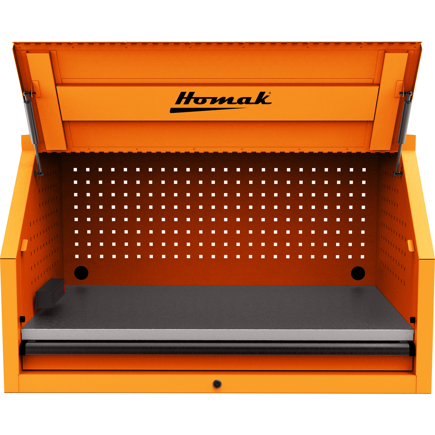 Homak OG02041010 41" RS PRO SERIES 1-DRAWER HUTCH WITH POWER STRIP – ORANGE