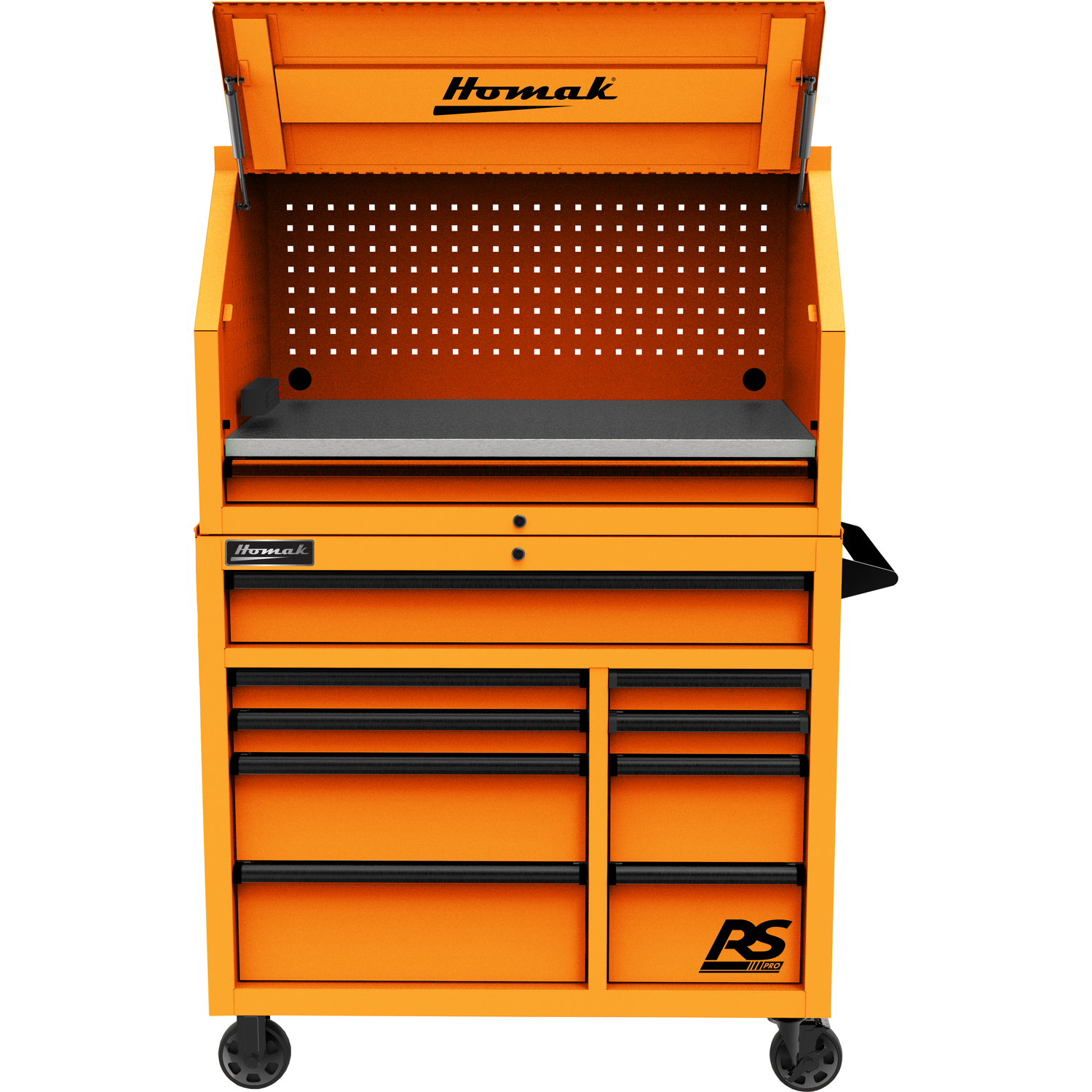 Homak OG02041010 41" RS PRO SERIES 1-DRAWER HUTCH WITH POWER STRIP – ORANGE