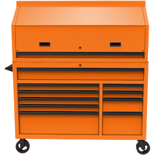 Homak OG02054010 54" RS PRO SERIES 1-DRAWER HUTCH WITH POWER STRIP – ORANGE