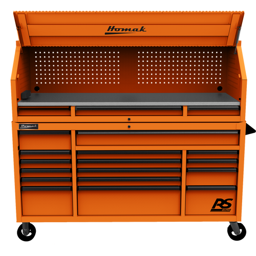 Homak OG02072010 72" RS PRO SERIES 1-DRAWER HUTCH WITH POWER STRIP – ORANGE