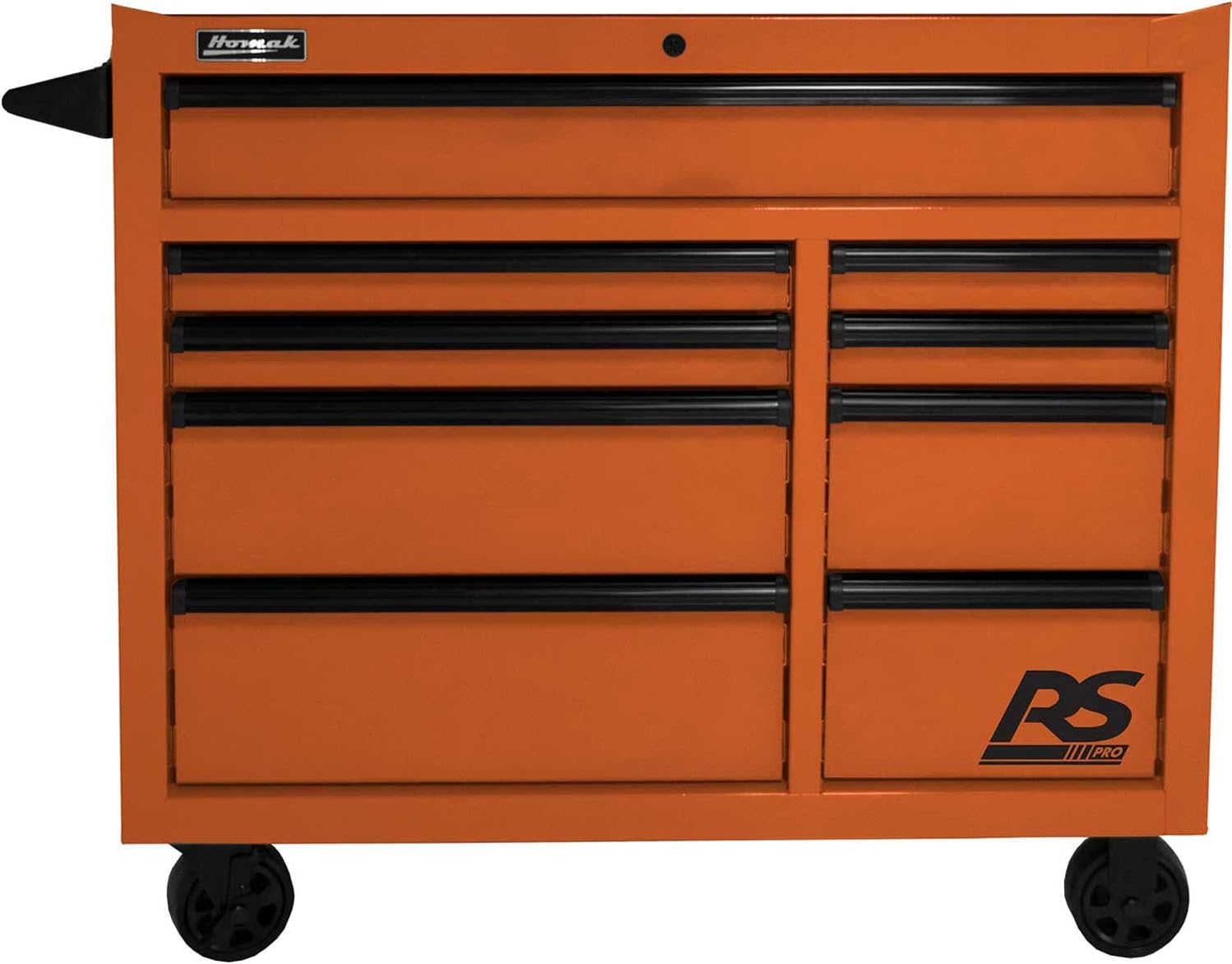Homak OG04004193 41" RS PRO SERIES 9-DRAWER ROLLER CABINET - ORANGE