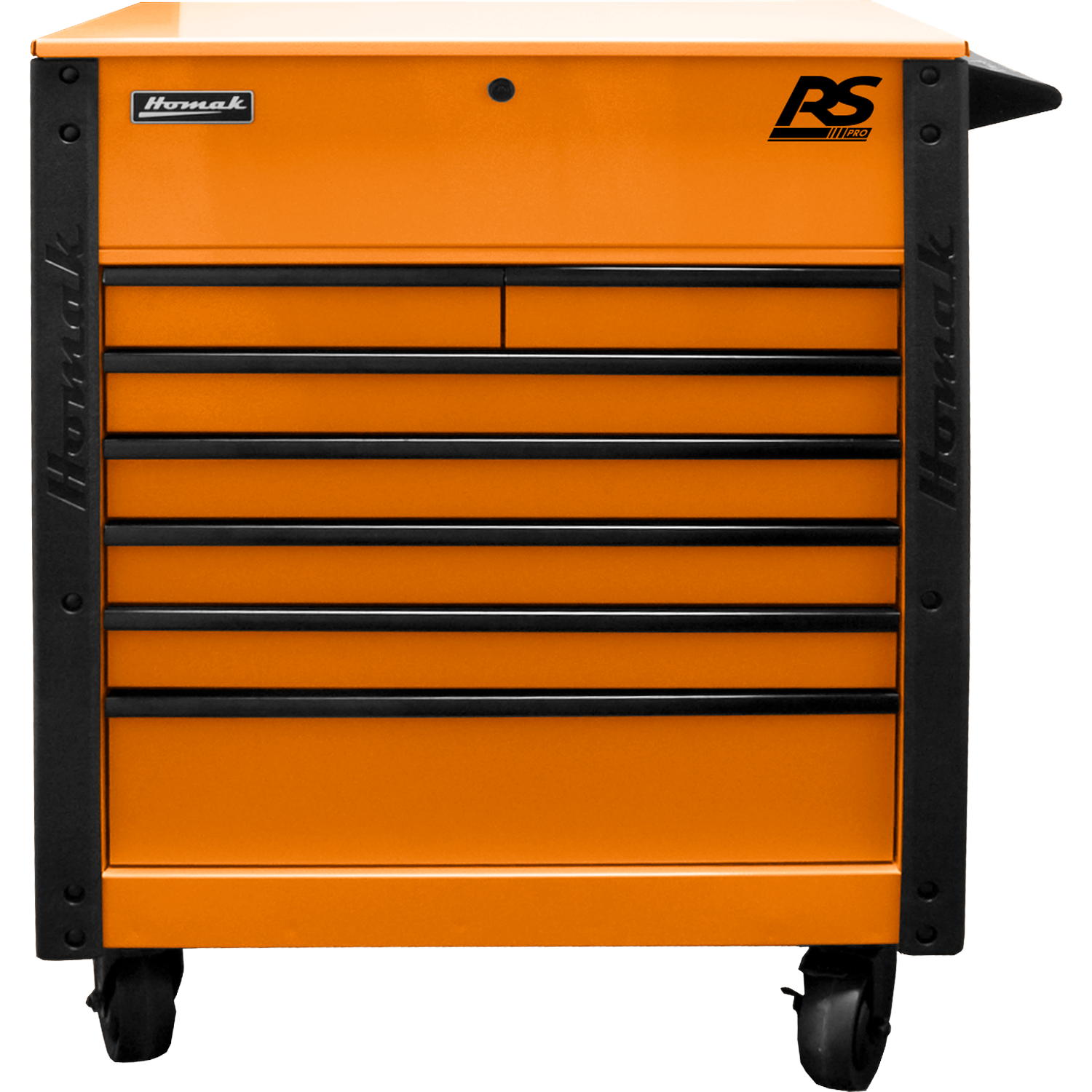 Homak OG06035247 35" 7 DRAWER FLIP-TOP SERVICE CART - ORANGE