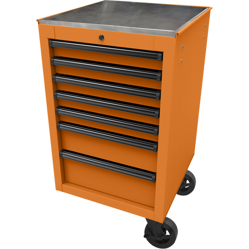 Homak OG08022070 22" RS Pro 7-Drawer Side Cabinet - Orange