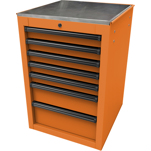 Homak OG08022070 22" RS Pro 7-Drawer Side Cabinet - Orange