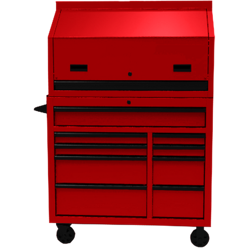 Homak RD02041010 41" RS PRO SERIES 1-DRAWER HUTCH WITH POWER STRIP – RED