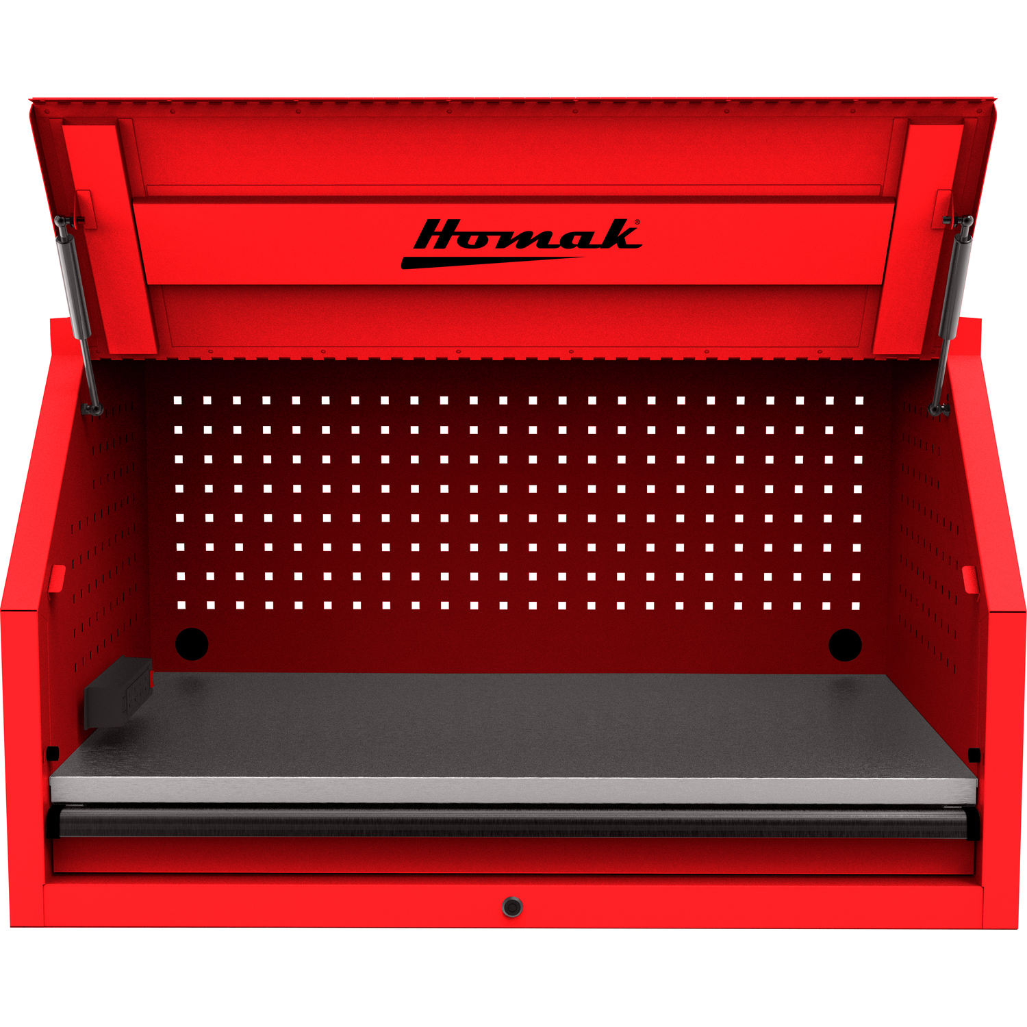 Homak RD02041010 41" RS PRO SERIES 1-DRAWER HUTCH WITH POWER STRIP – RED