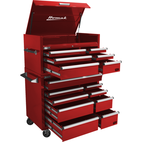 Homak RD02041062 41" Pro 2 6-Drawer Top Chest - Red