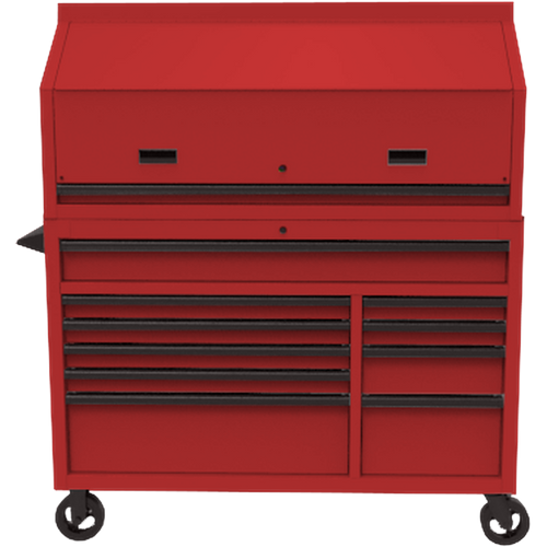 Homak RD02054010 54" RS PRO SERIES 1-DRAWER HUTCH WITH POWER STRIP – RED