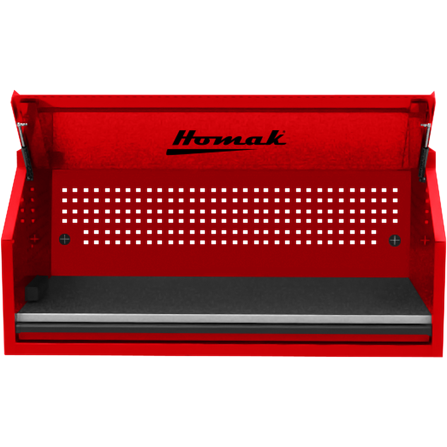Homak RD02054010 54" RS PRO SERIES 1-DRAWER HUTCH WITH POWER STRIP – RED