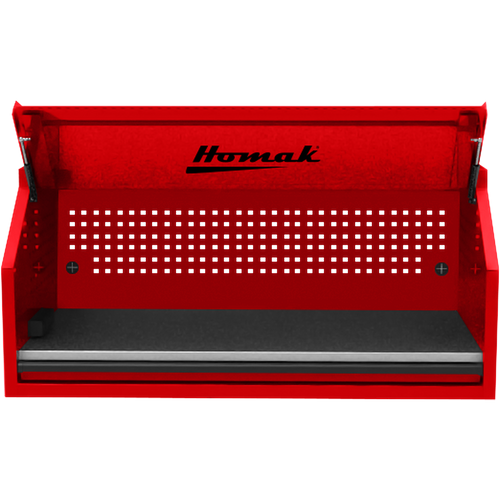 Homak RD02054010 54" RS PRO SERIES 1-DRAWER HUTCH WITH POWER STRIP – RED