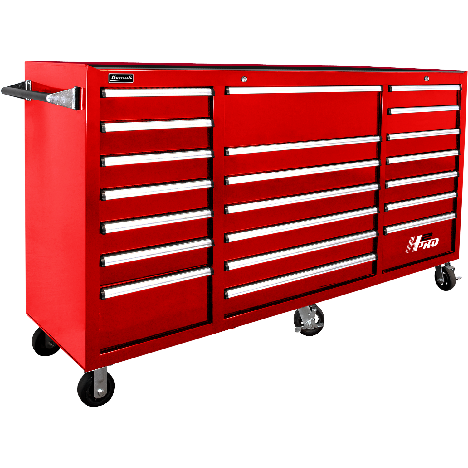 Homak RD04021720 72" H2Pro Series 21 Drawer Rolling Cabinet - Red