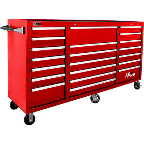 Homak RD04021720 72" H2Pro Series 21 Drawer Rolling Cabinet - Red