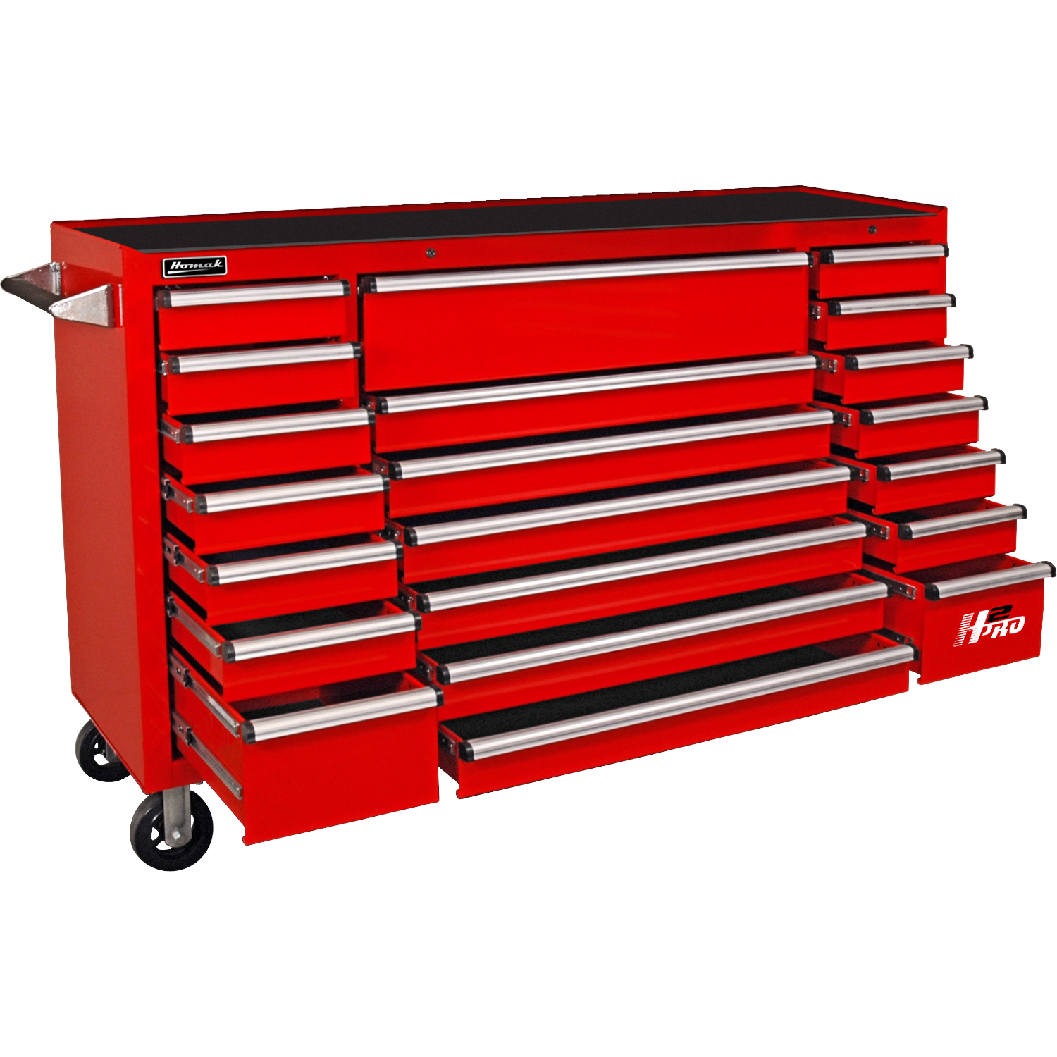 Homak RD04021720 72" H2Pro Series 21 Drawer Rolling Cabinet - Red