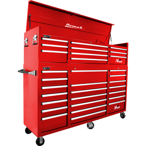 Homak RD04021720 72" H2Pro Series 21 Drawer Rolling Cabinet - Red