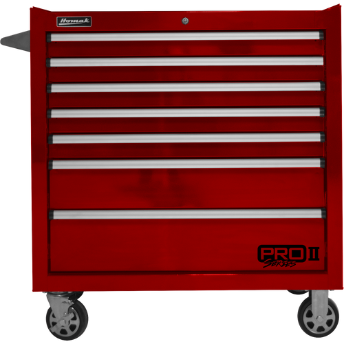 Homak RD04036072 36" Pro 2 7-Drawer Roller Cabinet-Red