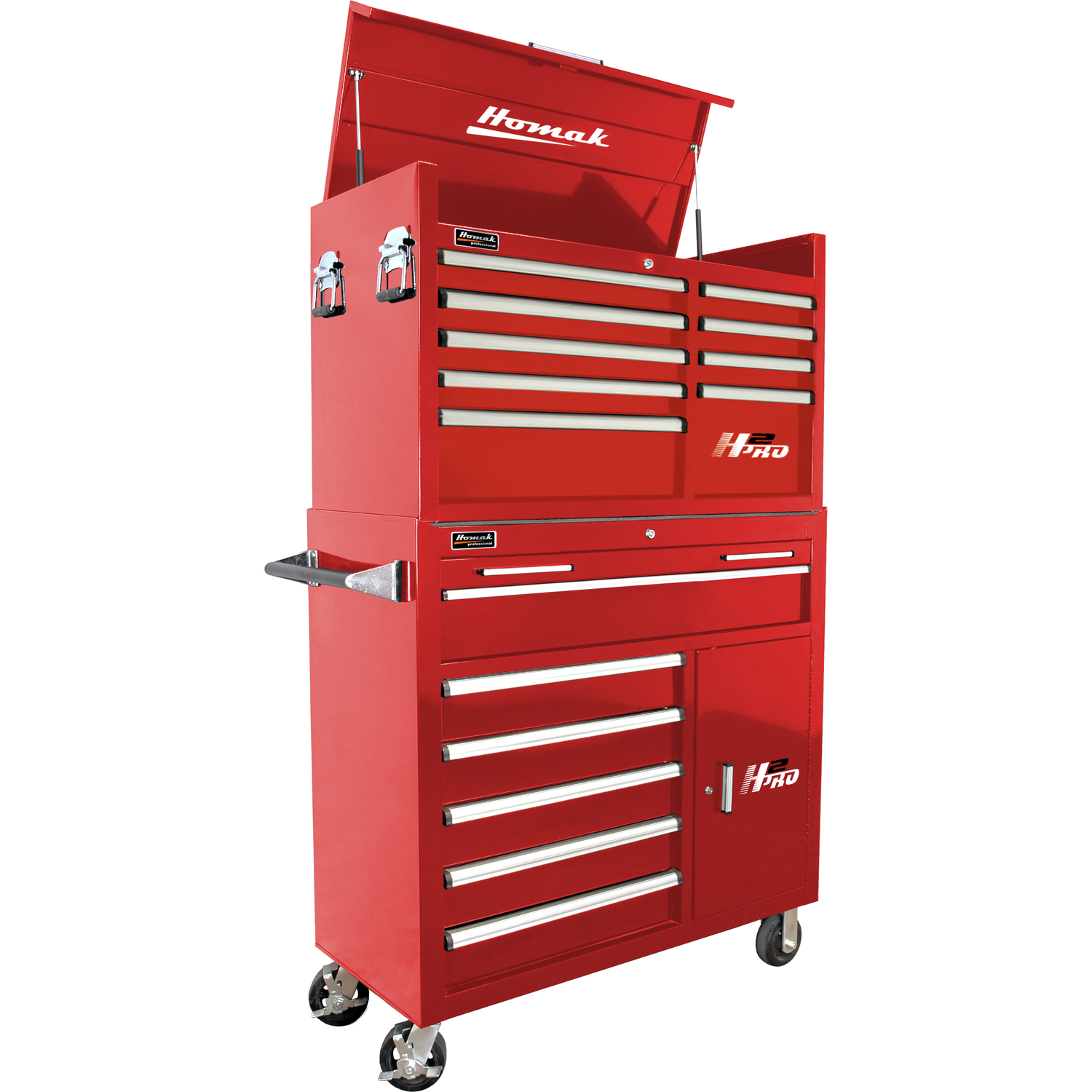 Homak RD04041062 41" H2Pro 6 Drawer w/ 2 Drawer Comp Roller - Red
