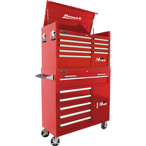 Homak RD04041062 41" H2Pro 6 Drawer w/ 2 Drawer Comp Roller - Red