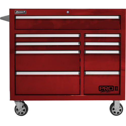Homak RD04041092 41" Pro 2 9-Drawer Roller Cabinet - Red