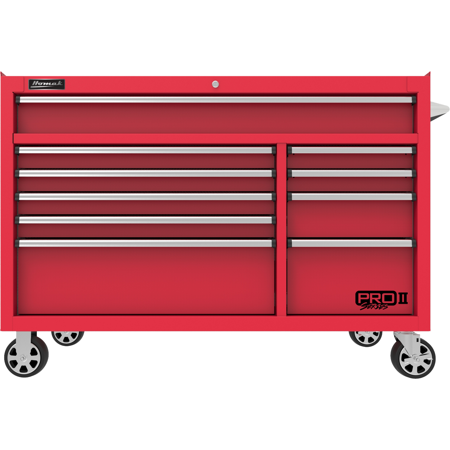 Homak RD04054210 54" Pro 2 10-Drawer Roller Cabinet - Red