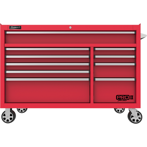 Homak RD04054210 54" Pro 2 10-Drawer Roller Cabinet - Red