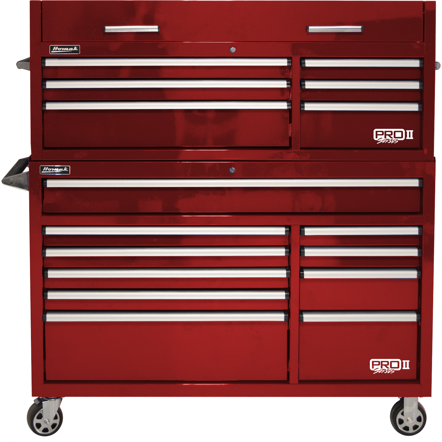 Homak RD04054210 54" Pro 2 10-Drawer Roller Cabinet - Red